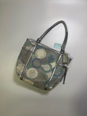 y2k coach blue monogram tote